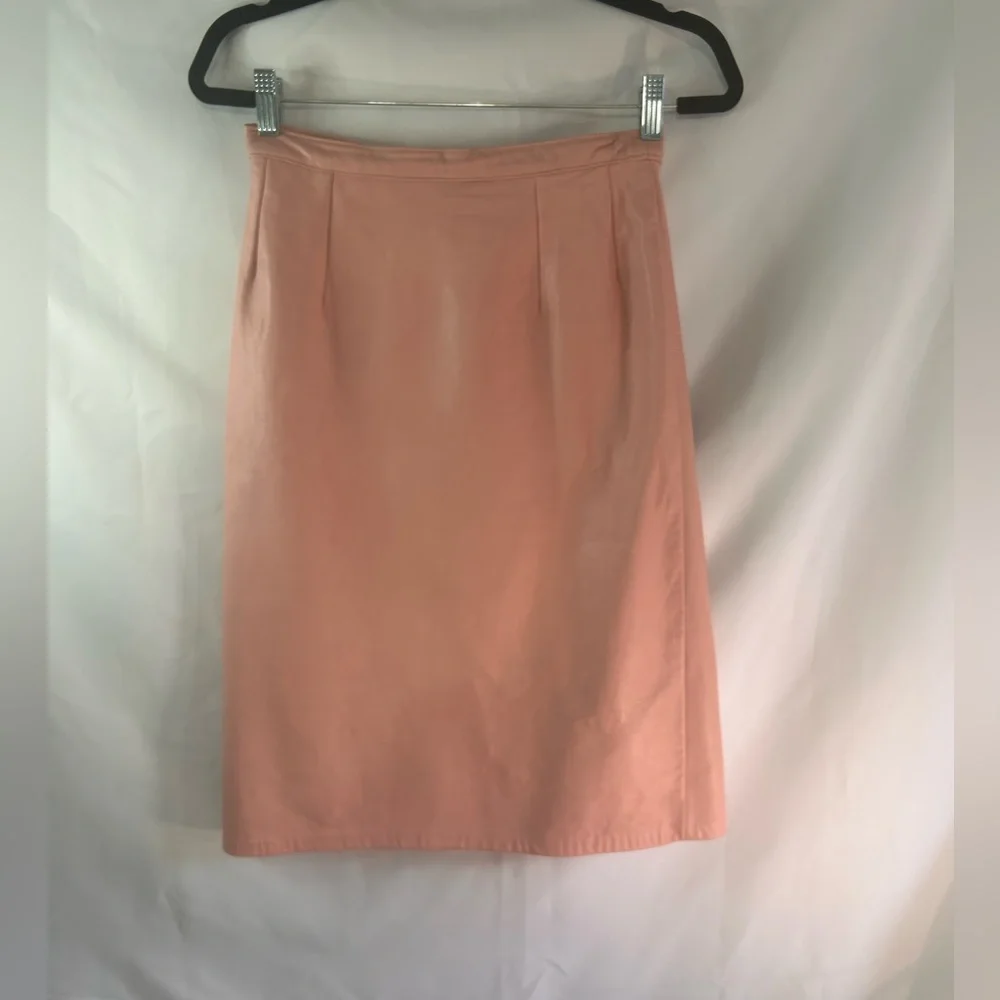 Vintage 80s Cache leather pink midi skirt woman size 10